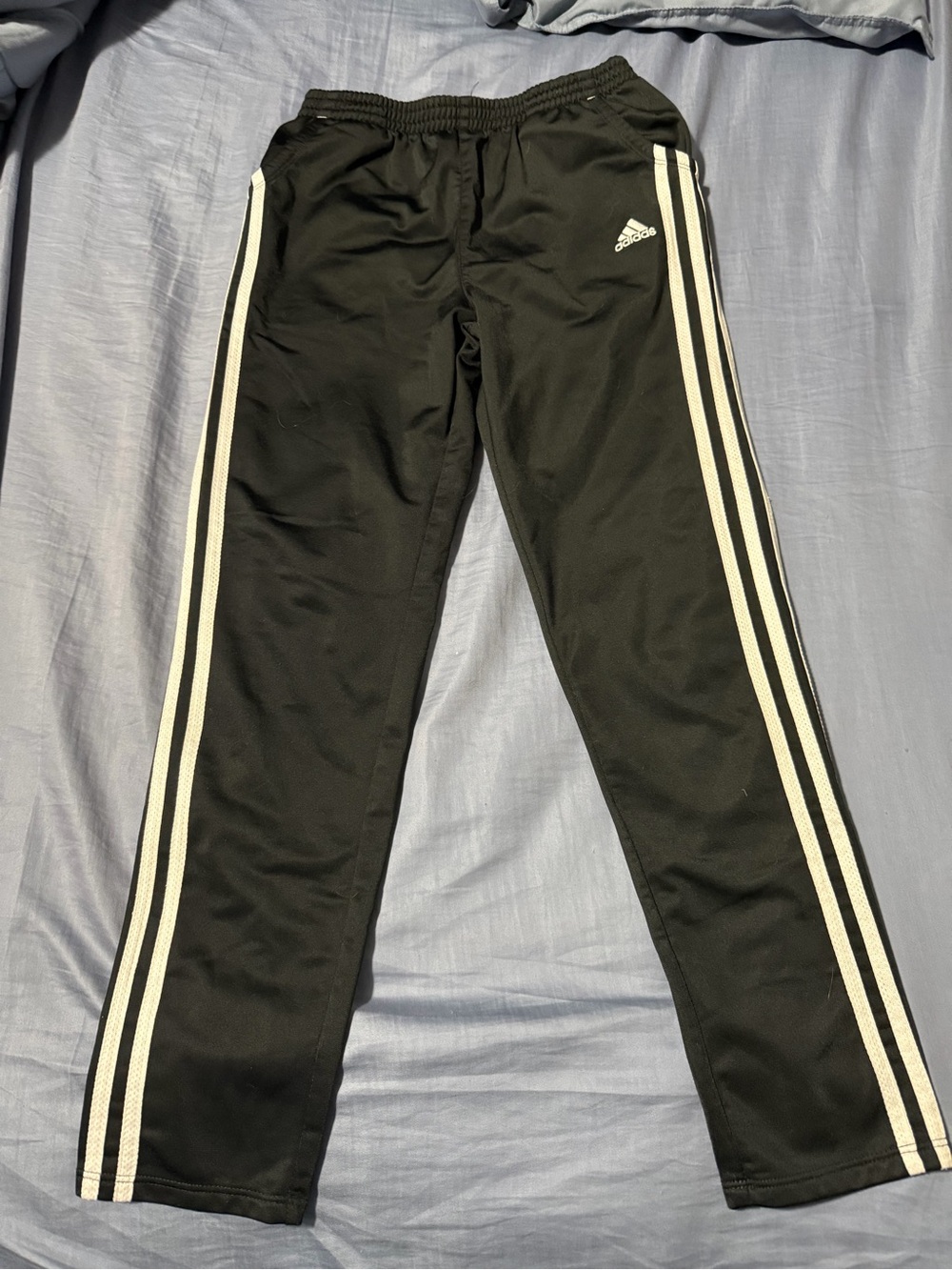 adidas Kids Black Joggers with White Triple Stripes